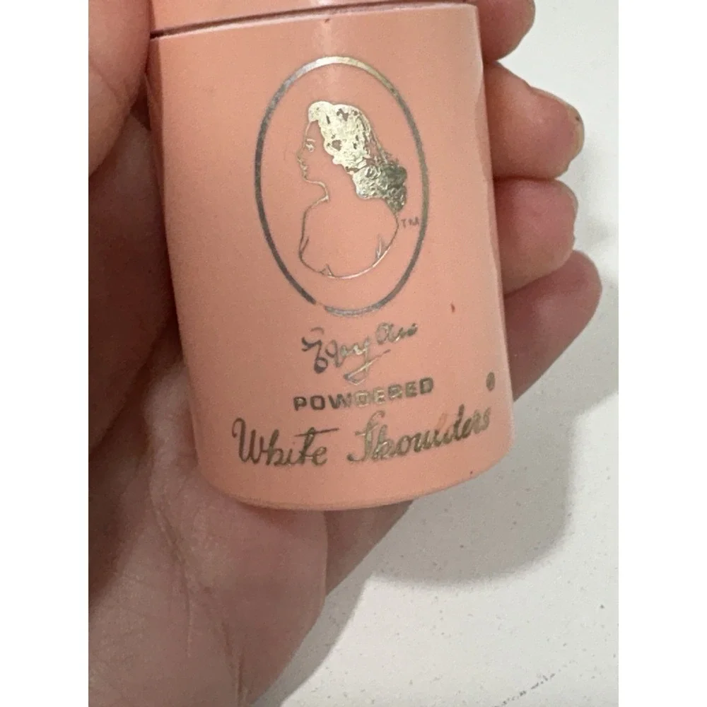 Vintage Evyan Powdered White Shoulders Perfumed‎ Talc Shaker Pink Small Read**